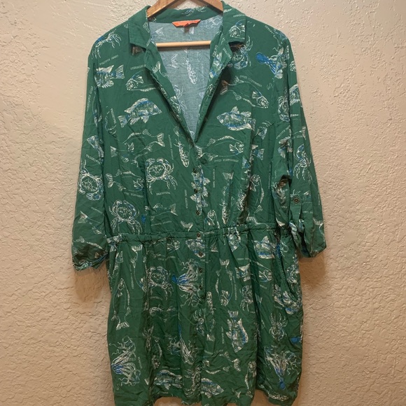 Modcloth Pants - ModCloth Green Fish Print Romper Plus Size 3x